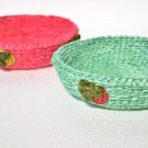 Pineapple fiber teal pink baskets bowls set of 2