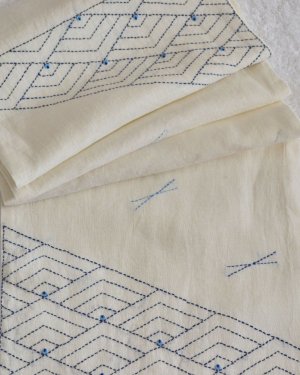 Table runner with sashiko embroidery in blue Handmade tablerunner Japanese embroidery table linen
