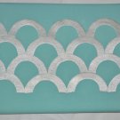 Sea Waves Teal Table Runner with Ivory White Silk Embroidery