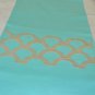 Sea Waves Teal Table Runner with Ivory White Silk Embroidery