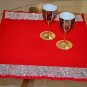 Red placemats with crystal and beads Diamond shine holiday table Handmade place mats - set of 2