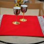 Red placemats with crystal and beads Diamond shine holiday table Handmade place mats - set of 2