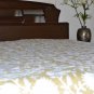 Beige Bedspread with white Suzani embroidery Beige Coverlet Fawn Bedcover with floral pattern