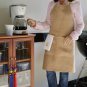 Burlap full kitchen apron for women in beige, pink, green, orange
