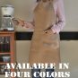 Burlap full kitchen apron for women in beige, pink, green, orange