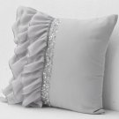 Silver grey ruffled sequin throw pillow - 16X16 Decorative Pillow - Gray cushion cover - Gift Pillow
