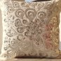 Ivory white throw pillow with sequin - Flower sequin - Silver Pillow