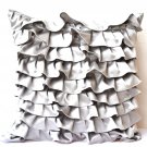 Silver grey ruffled throw pillow - 16X16 Designer Pillow - Gray cushion cover