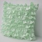 Mint Green Satin with Ruffles- Decorative cushion cover - Ruffle throw pillow - Ruffle throw cushion