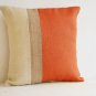 Orange Pillow - Burlap Pillow color block - Orange Decorative cushion cover