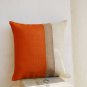 Orange Pillow - Burlap Pillow color block - Orange Decorative cushion cover