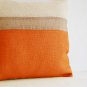 Orange Pillow - Burlap Pillow color block - Orange Decorative cushion cover