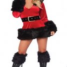 Sexy 3 Piece Hooded Fur Trim Velvet Santa  Christmas Costume