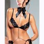 Black Stretch Lace Trim Open Cup Bra  Womens Sexy Lingerie Set