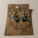 Metal and blue oblong beads