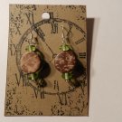 Green Flat round beads with wood beads