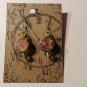 Green Flat round beads with wood beads