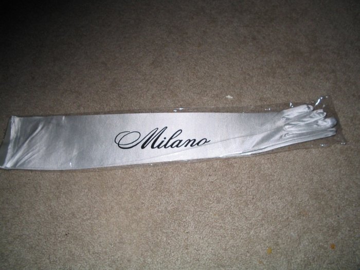 Long White Satin Gloves