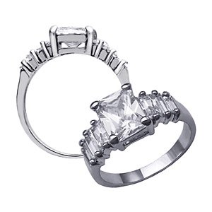 Sterling Silver CZ Diamond Ring ~ Size 7
