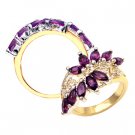 Amethyst and CZ Diamond Ring ~ Size 8