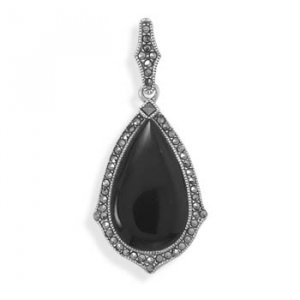 Black Onyx & Marcasite Pendant