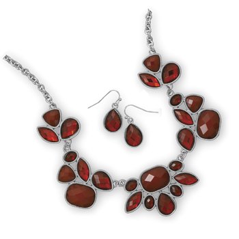 *SALE* Oxidized Red Ornate Necklace & Earring Set