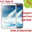 WHITE Unbranded Note 2 Note II  N7100 "Phablet" 5.5" Dual Sim 1GB Ram Android Phone