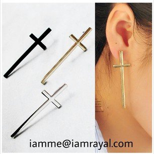 Cross Drop Earrings (Gold)