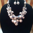 Gray Pearl Necklace & Earring Set