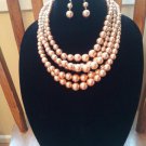 Layered Chunky & Bold Gold Brown Pearl Necklace Set
