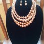 Layered Chunky & Bold Gold Brown Pearl Necklace Set