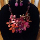 Chunky Pink and Red Flower Necklace Set