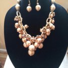 ELite Statement Chunky Pearl Golden Brown Necklace Set