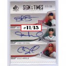 #/15 Cole Hamels Autograph 2006 SP Authentic Sign of Times Triple Hammel Bonser Phillies