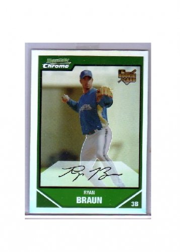 Ryan Braun RC REF 2007 Bowman Draft Picks & Prospects Chrome Refractor #BDP50 RC  Brewers