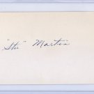 Stu Martin Autographed 3 x 5 Index Card Cardinals Pre-certified by PSA/DNA