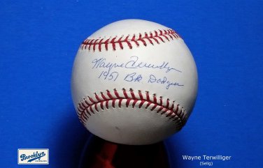 Brooklyn Dodgers Wayne Terwilliger Signed Autographed Official NL Baseball w/Inscription