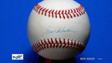 Brooklyn Dodgers BEN WADE Signed Autographed Official NL Baseball (White)