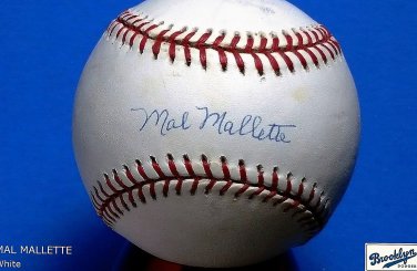 Brooklyn Dodgers Mal Mallette Signed Autographed Official NL Baseball (White)