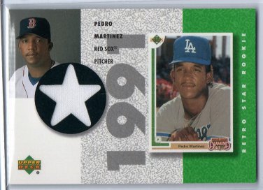 Pedro Martinez HOF 2002 Upper Deck Authentics Retro UD Star Rookies Jerseys #SR-PM Red Sox, Mets