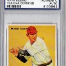 Mark Koenig Signed 1933 Goudey Reprint Authentic Autograph - PSA/DNA Certified Yankees
