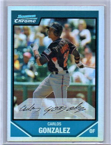 Carlos Gonzalez REF RC 2007 Bowman Draft Prospects Refractor #BDPP109 Rockies, A's