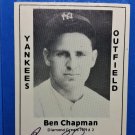 Ben Chapman Signed 1979 Wallin Diamond Greats #2 Authentic Autograph Yankees Phillies