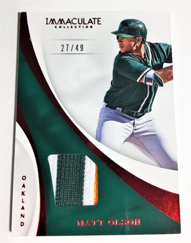 MATT OLSON RC 2017 Immaculate Collection PATCH #S-MO Oakland A's #/49 Rookie