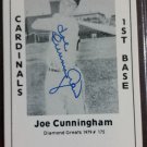 JOE CUNNINGHAM Signed 1979 Wallin Diamond Greats #175 Authentic Autograph Cardinals
