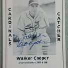 Walker Cooper Signed 1979 Wallin Diamond Greats #168 Authentic Autograph Cardinals