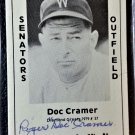 Doc Cramer Signed 1979 Wallin Diamond Greats #151 Authentic Autograph Senators