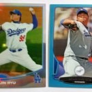 HYUN-JIN RYU RC LOT (2) 2013 Rookie Refractor & #/500 DODGERS