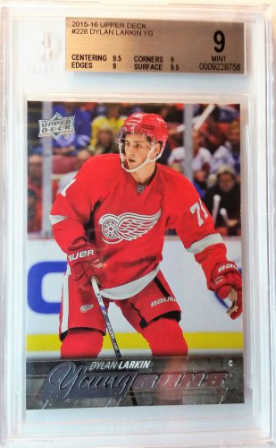 DYLAN LARKIN RC 2015-16 Upper Deck Young Guns Rookie #228 Red Wings BGS 9 Mint