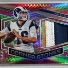 JARED GOFF /15 3-Color Patch 2018 Panini Spectra Neon Pink Cornerstones Prizm #3 LOS ANGELES RAMS